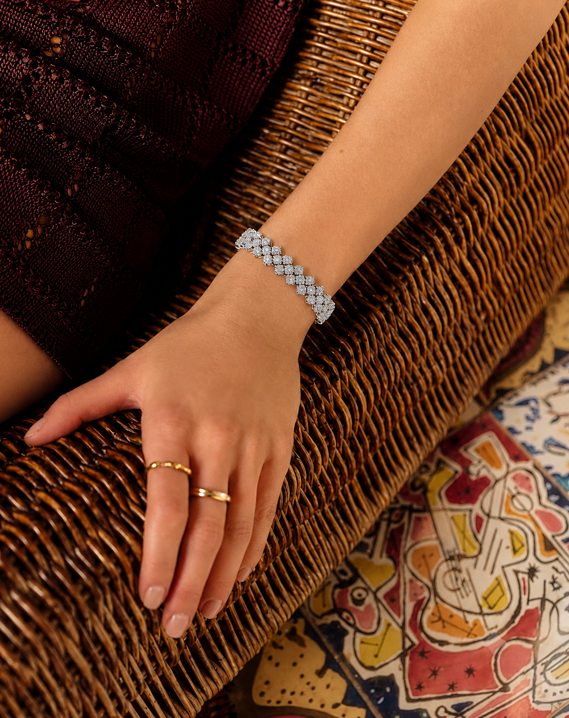 Zircon Flower Tennis Bracelet | Gold-Plated Copper | Women's Bracelet