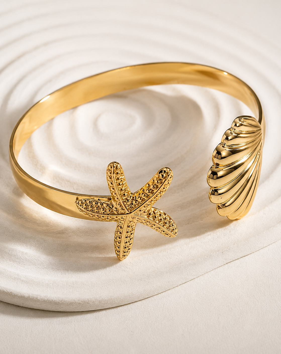 Starfish Open Cuff Bracelet | Gold & Silver Stainless Steel