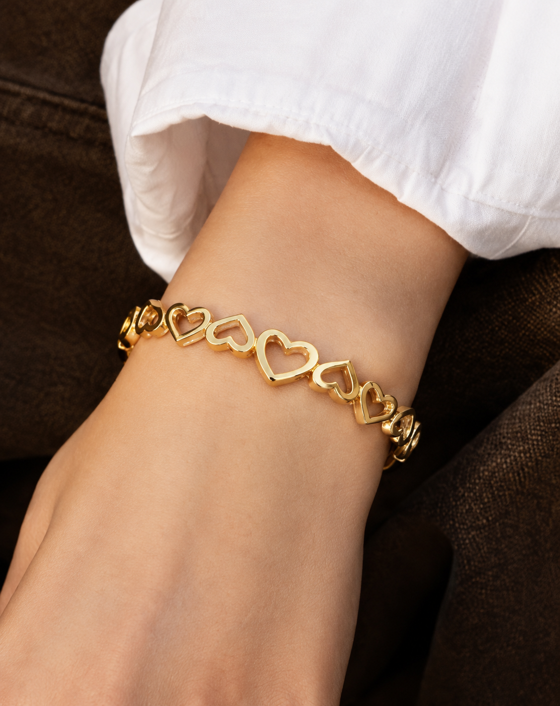 Hollow Heart Link Bracelet | Gold & Silver Stainless Steel
