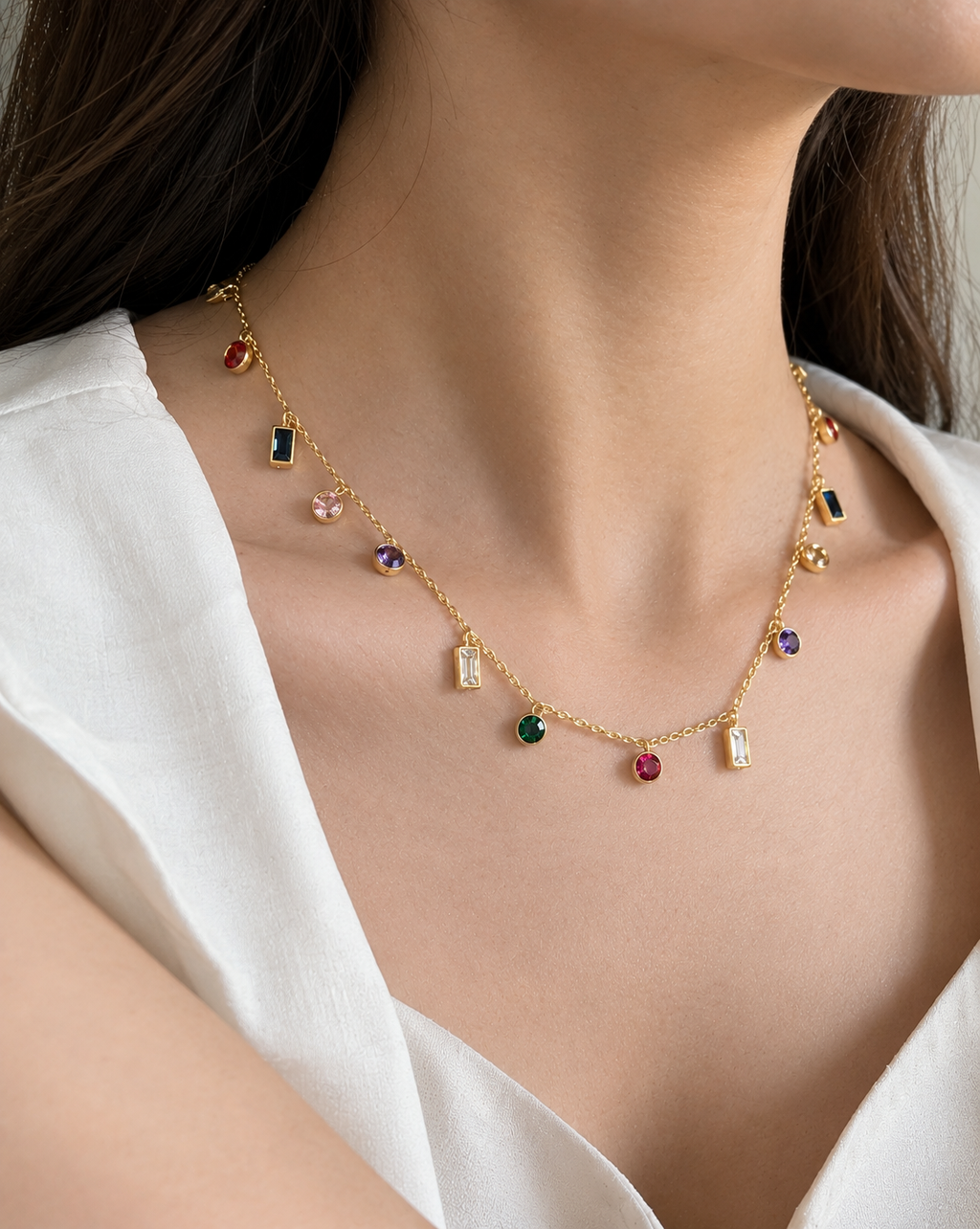 Gold Plated Multicolor Crystal Charm Necklace for Women - product image 3
