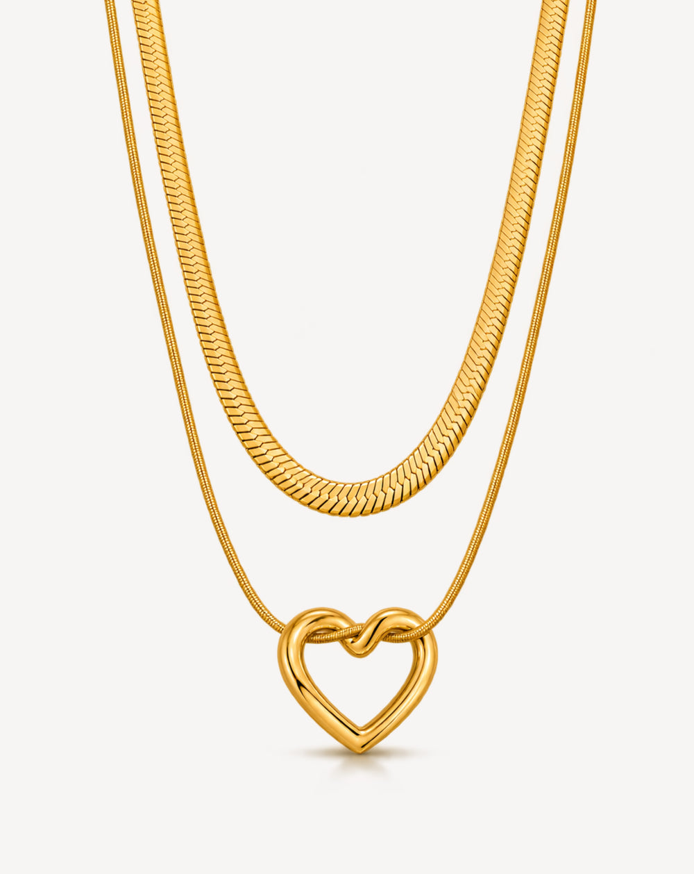 Gold Plated Interlocking Heart Layered Necklace for Women - product image 1