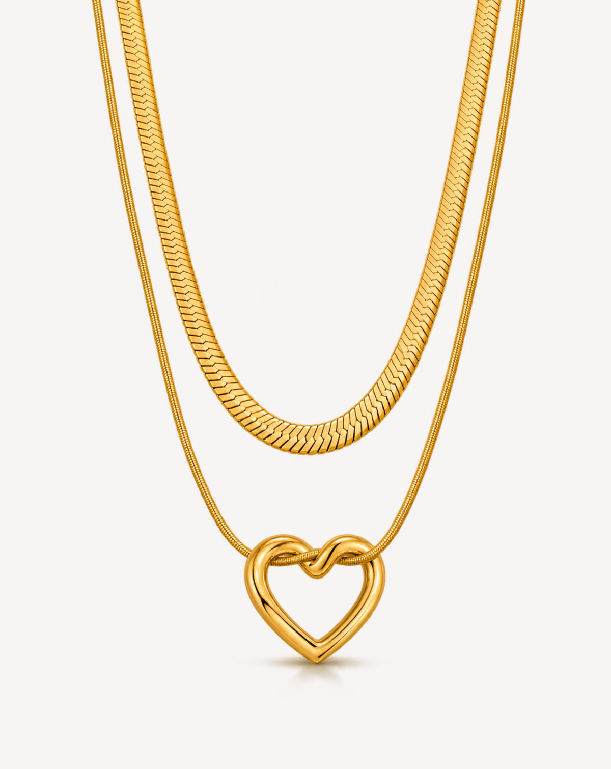 Gold Plated Interlocking Heart Layered Necklace for Women - product image 1