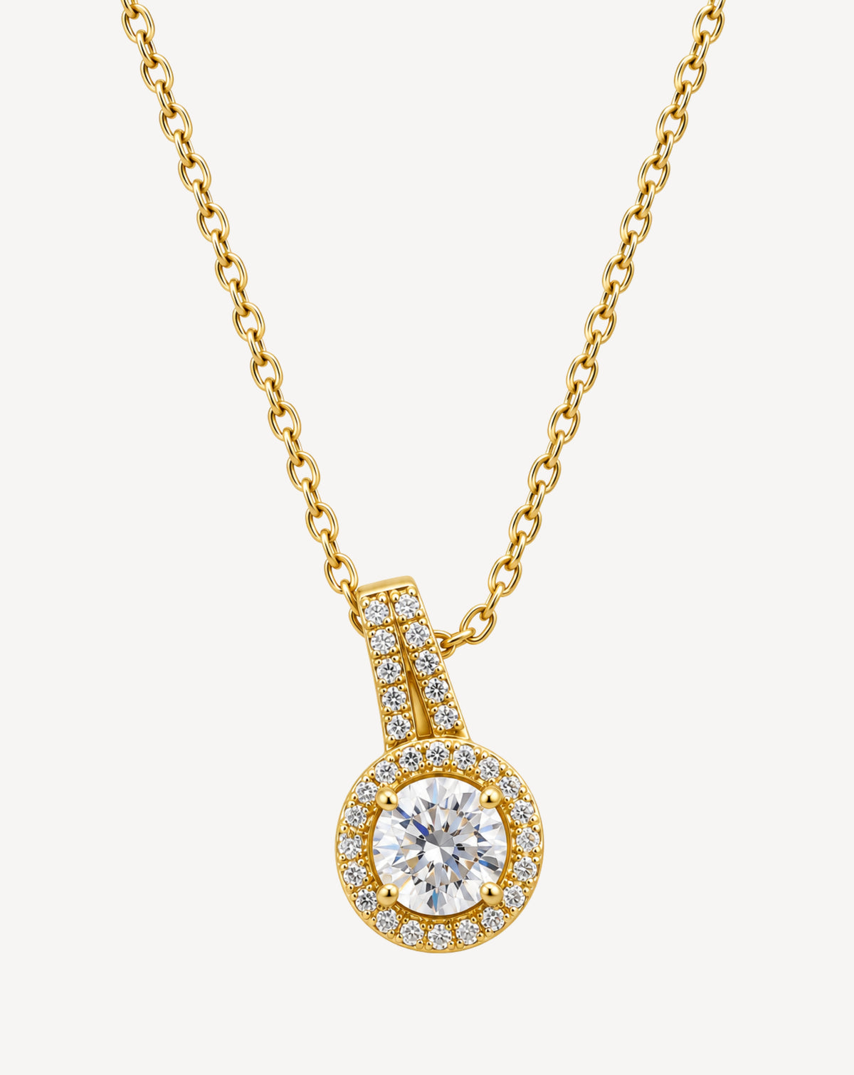 Gold Plated Solitaire Crystal Pendant Necklace for Women - product image 1