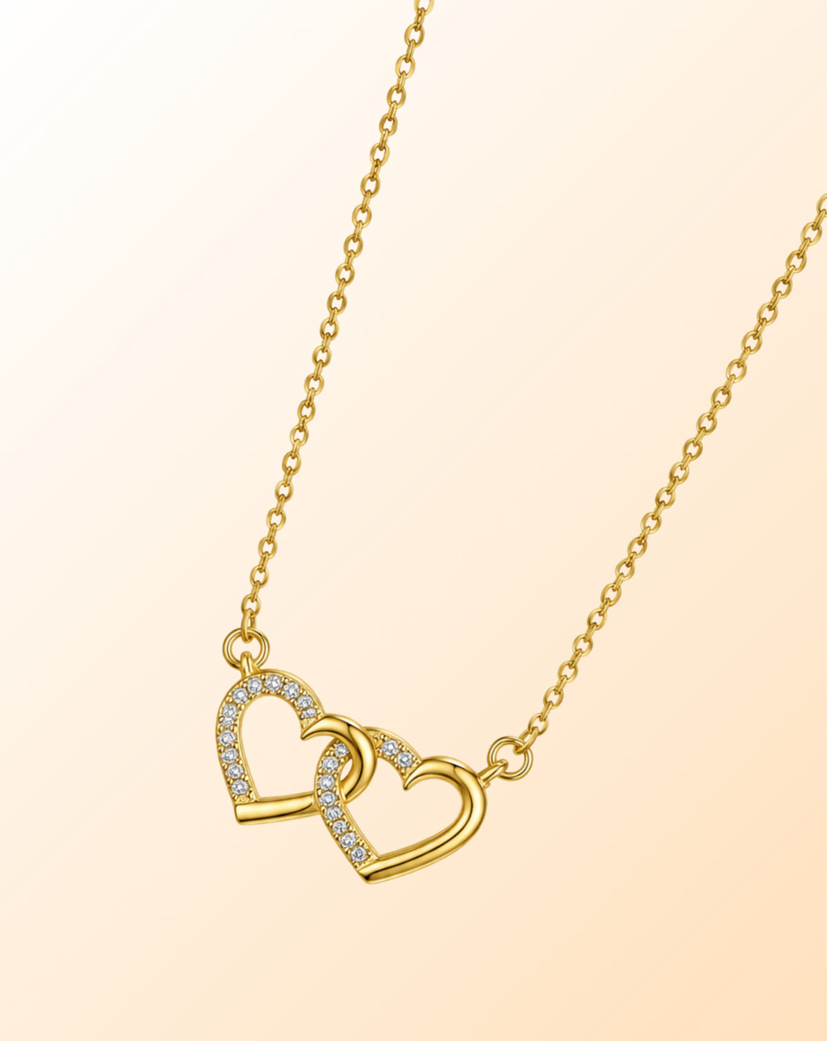 Gold Plated Double Heart Crystal Pendant Necklace for Women - product image 4