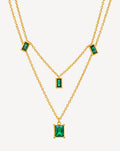 Gold Plated Green Crystal Layered Necklace for Women - product image 1