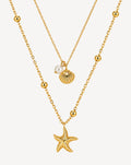 Gold Plated Pearl & Starfish Layered Necklace for Women - product image 1