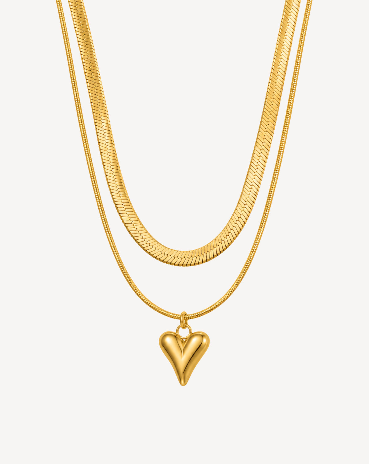 Gold Plated Heart Pendant Layered Necklace for Women - product image 1