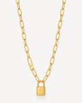 Gold Plated Love Lock Paperclip Chain Necklace for Women - product image 1