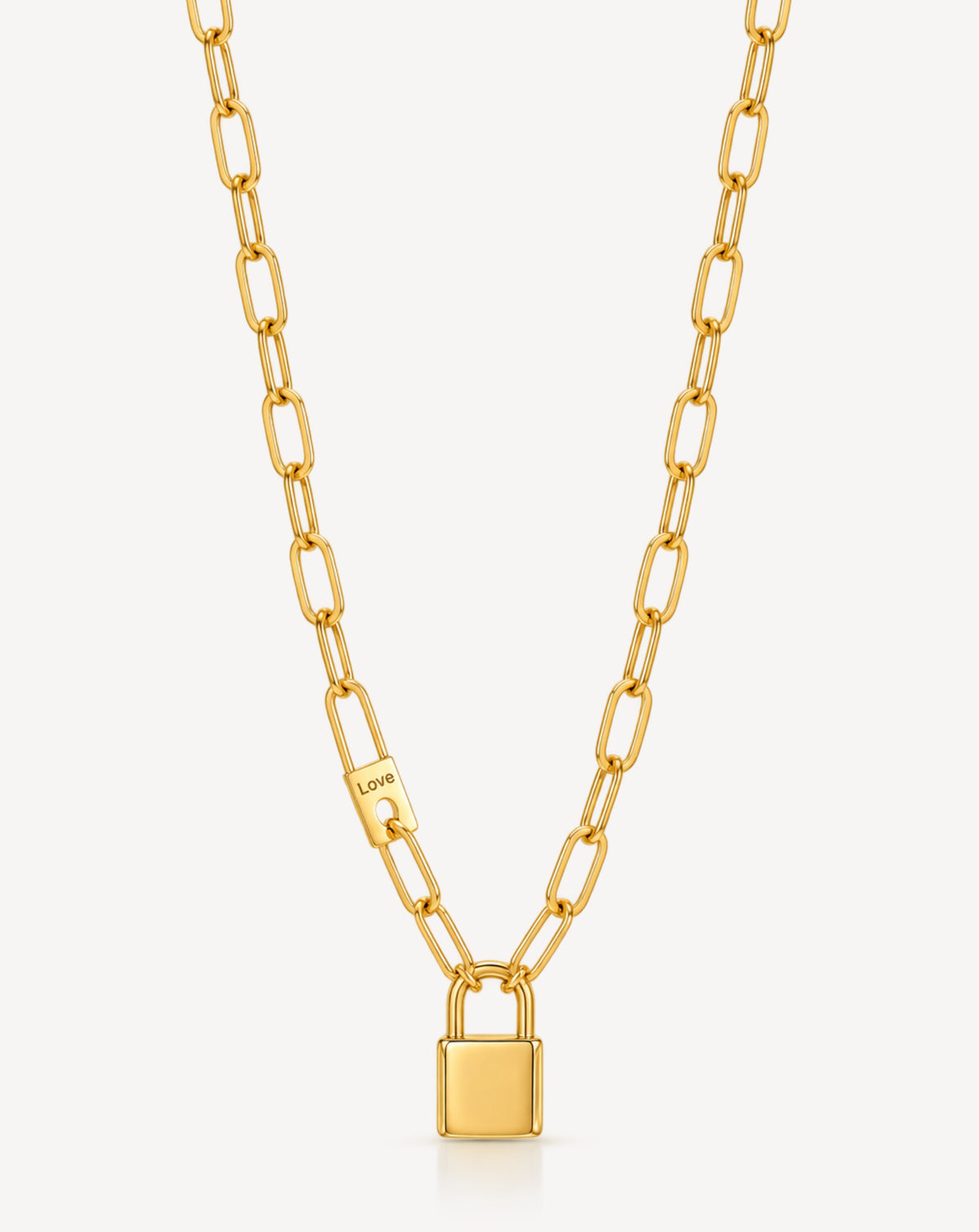 Gold Plated Love Lock Paperclip Chain Necklace for Women - product image 1