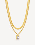 Gold Plated Crystal Rectangle Layered Necklace for Women - product image 1