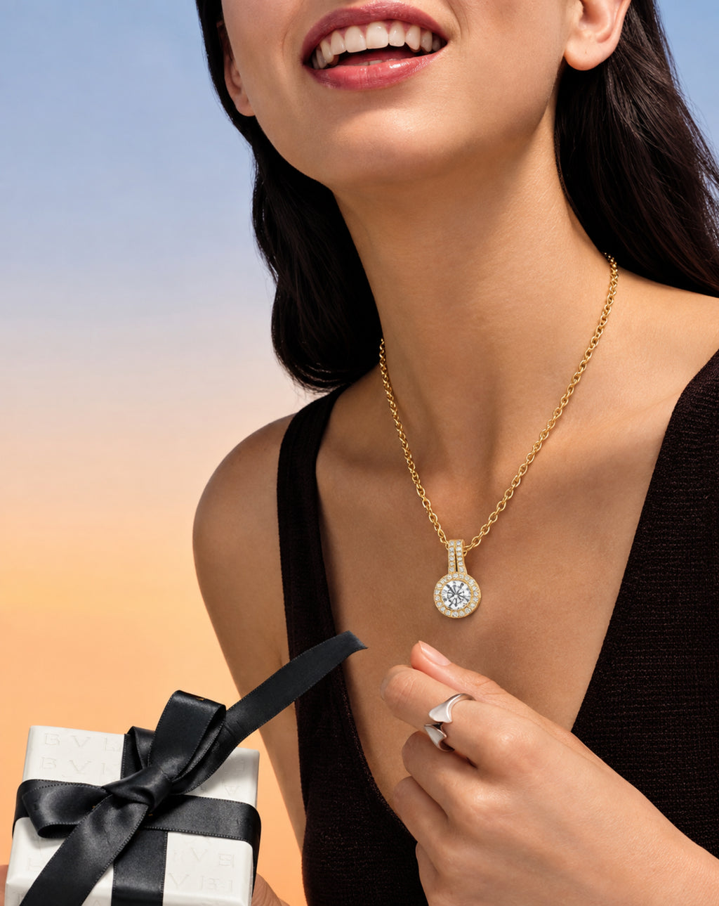 Gold Plated Solitaire Crystal Pendant Necklace for Women - product image 3