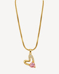 Gold Plated Pink Heart Crystal Pendant Necklace for Women - product image 1