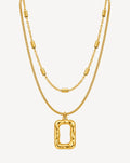 Gold Plated Double Layer Rectangle Pendant Necklace for Women - product image 1