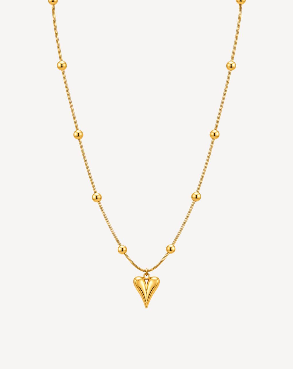 Gold Plated Beaded Heart Drop Pendant Necklace for Women - product image 1
