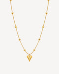 Gold Plated Beaded Heart Drop Pendant Necklace for Women - product image 1