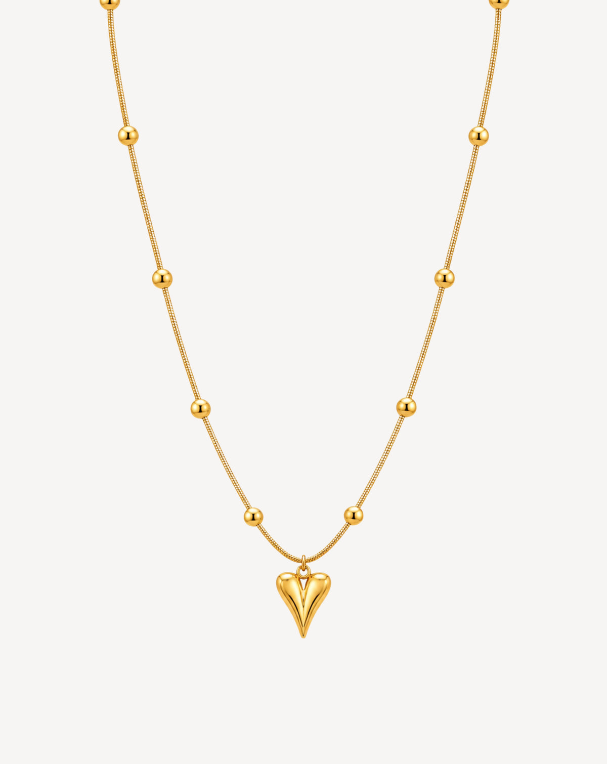 Gold Plated Beaded Heart Drop Pendant Necklace for Women - product image 1