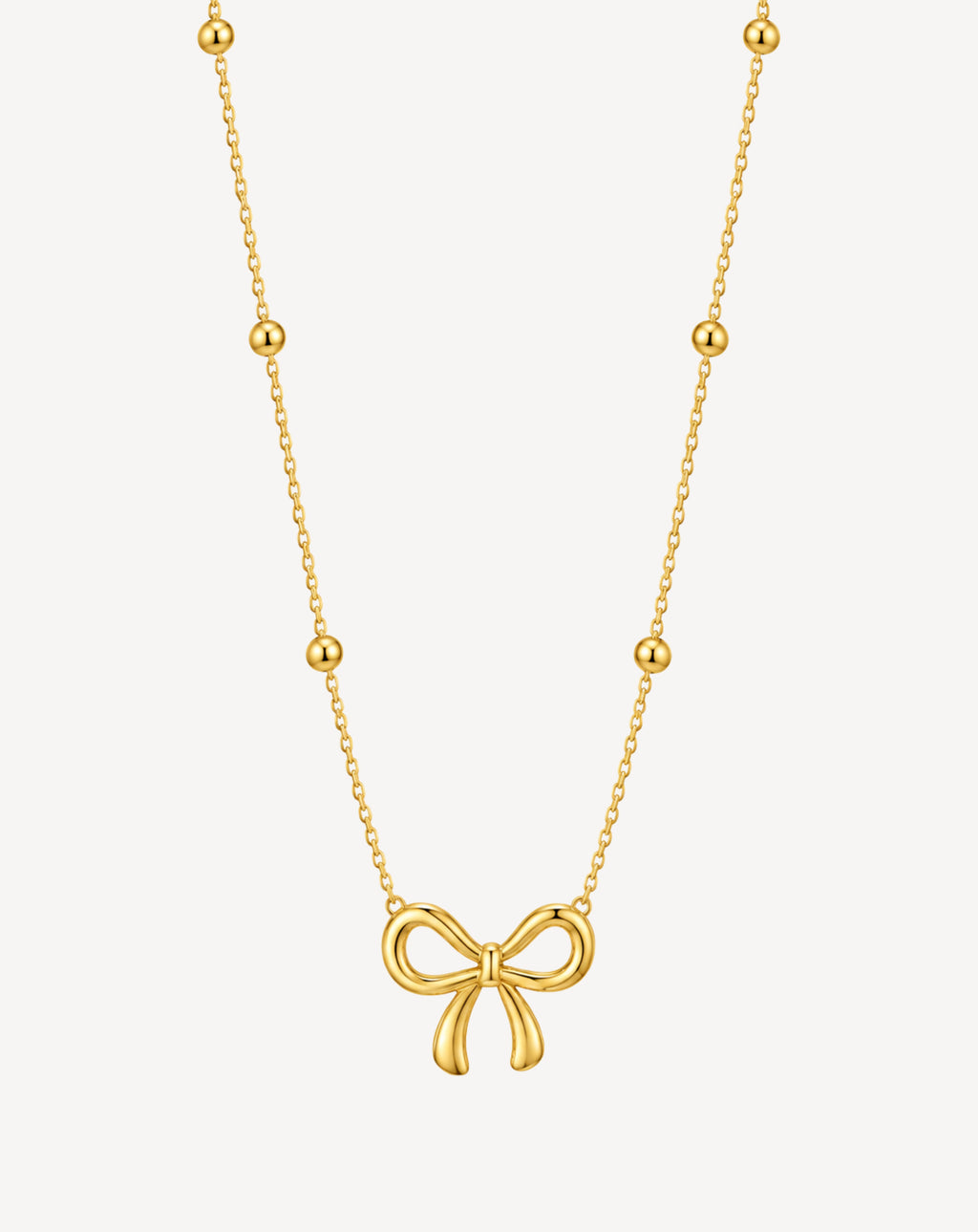 Gold Plated Bow Pendant Ball Chain Necklace for Women - product image 1