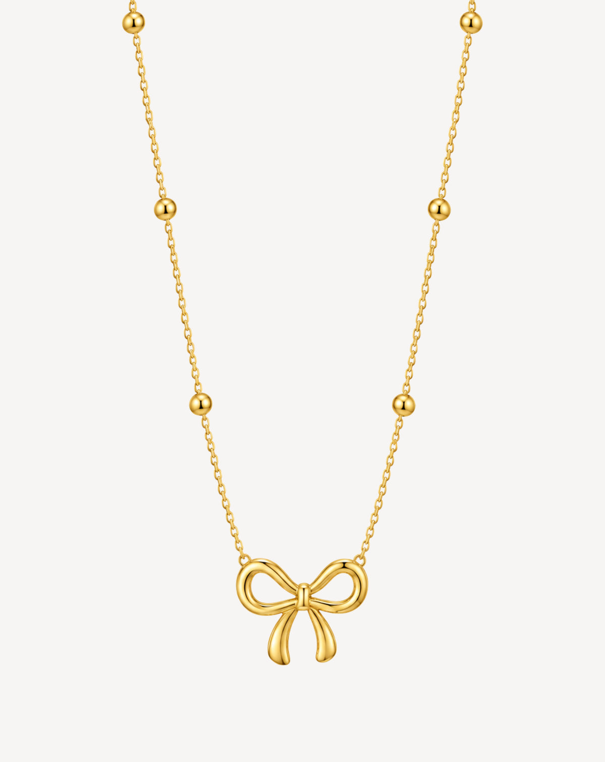Gold Plated Bow Pendant Ball Chain Necklace for Women - product image 1