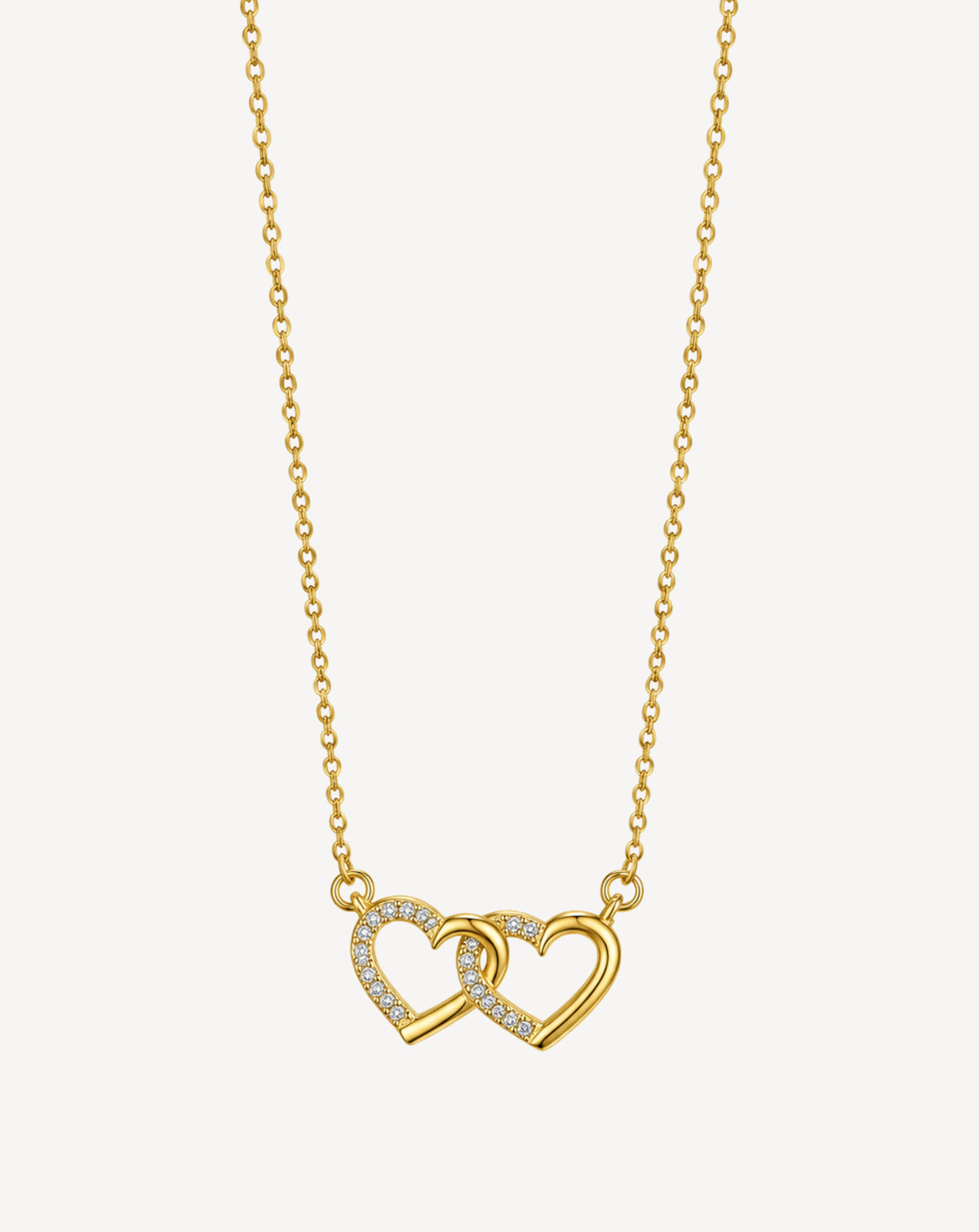 Gold Plated Double Heart Crystal Pendant Necklace for Women - product image 1