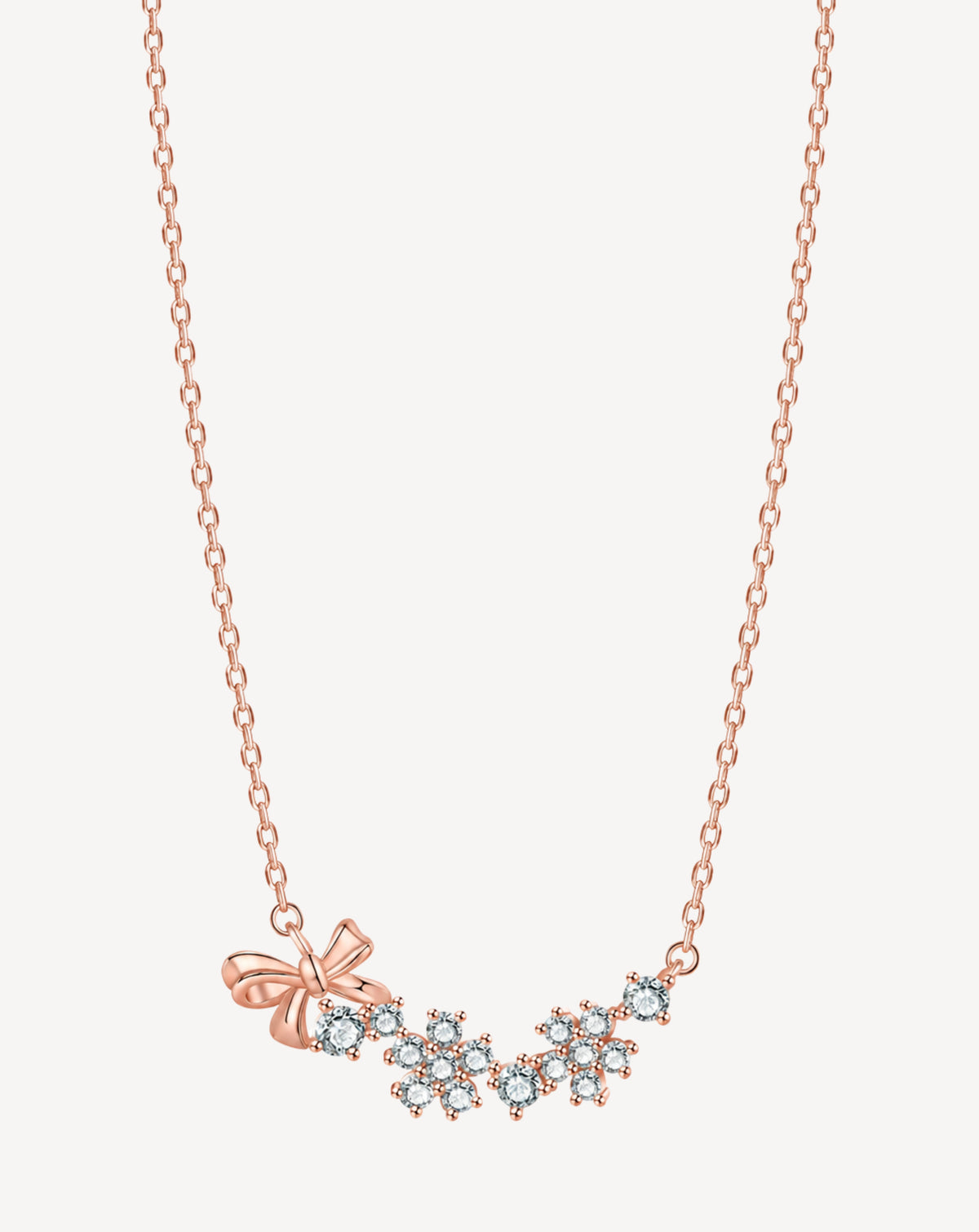 Rose Gold Plated Crystal Floral Bow Necklace for Women - product image 1