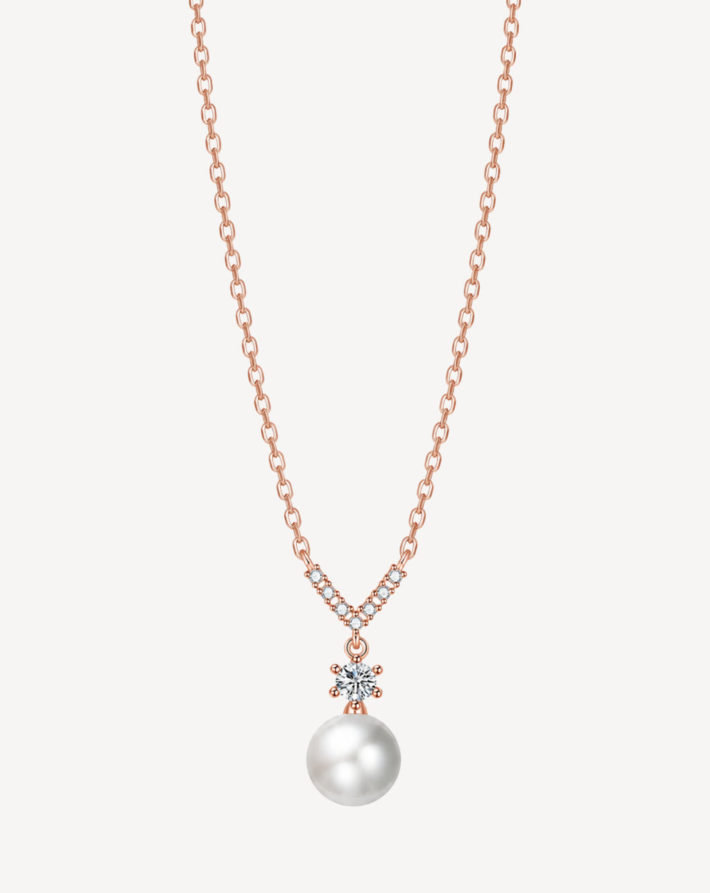 Rose Gold Plated Pearl & Crystal Pendant Necklace for Women - product image 1