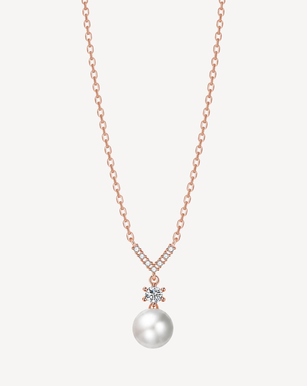 Rose Gold Plated Pearl & Crystal Pendant Necklace for Women - product image 1