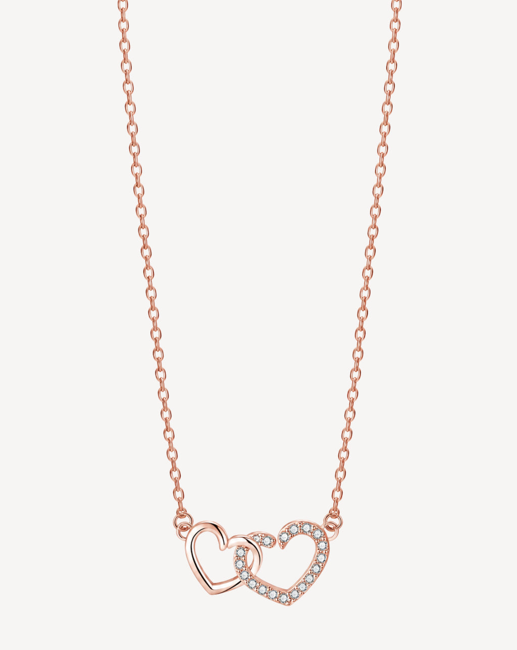 Rose Gold Plated Double Heart Crystal Necklace for Women - product image 1
