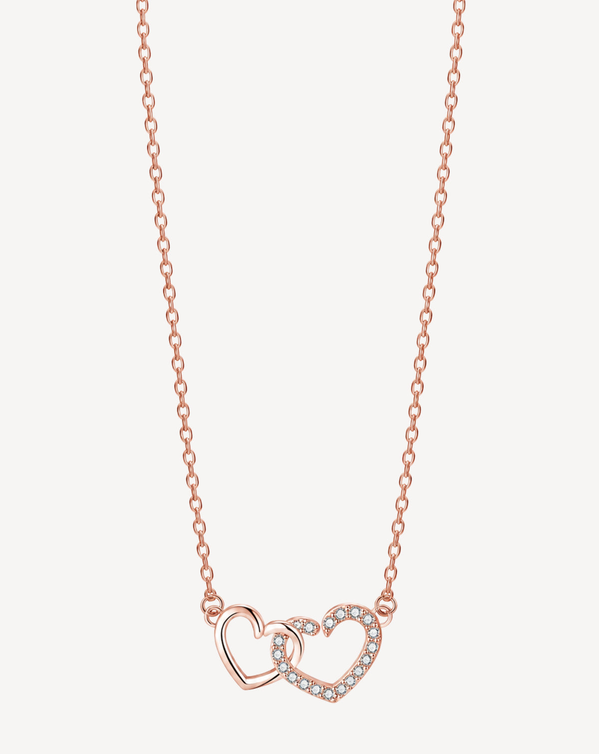 Rose Gold Plated Double Heart Crystal Necklace for Women - product image 1