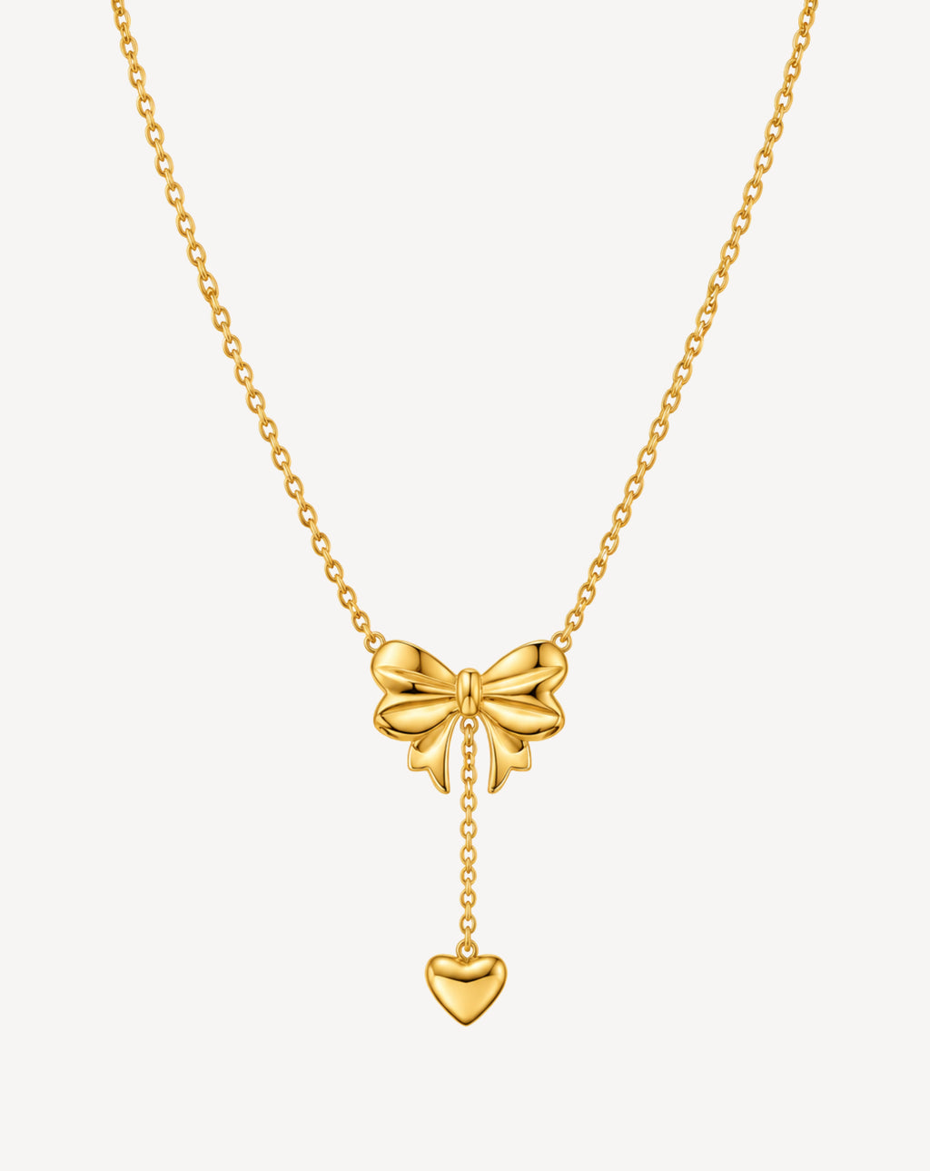Gold Plated Bow & Heart Pendant Necklace for Women - product image 1