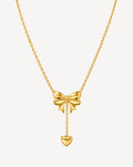 Gold Plated Bow & Heart Pendant Necklace for Women - product image 1