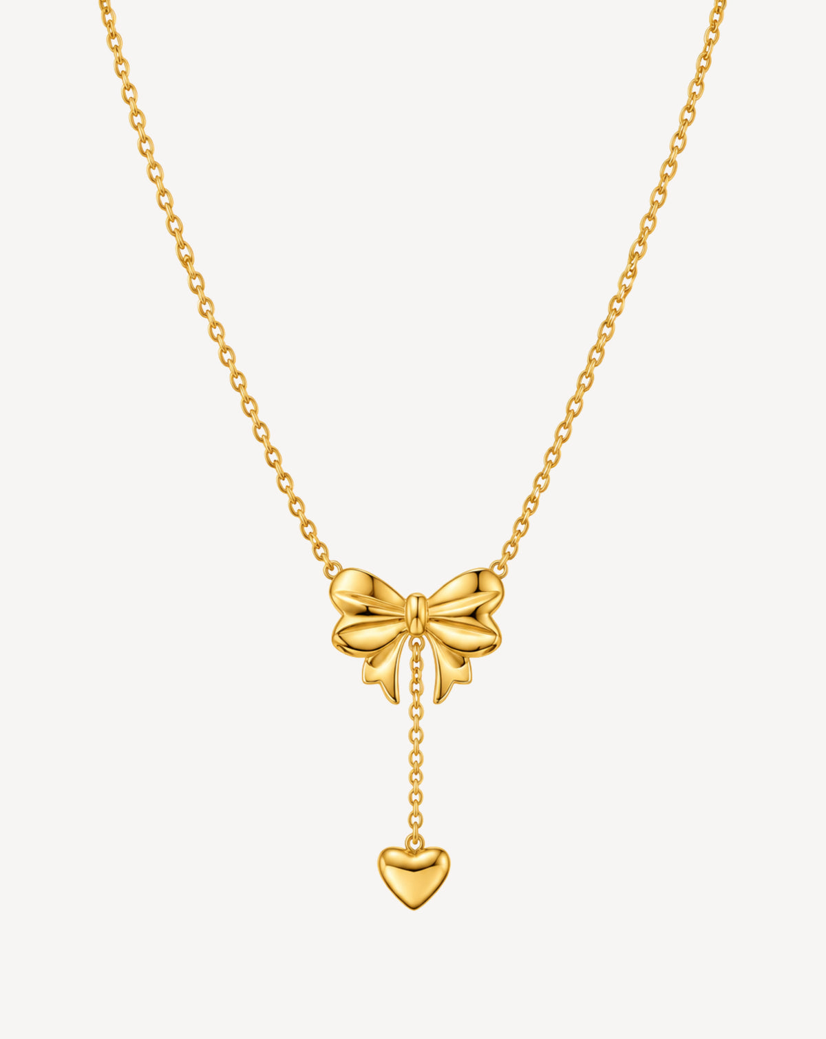 Gold Plated Bow & Heart Pendant Necklace for Women - product image 1