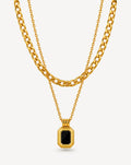 Gold Plated Black Stone Layered Pendant Necklace for Women - product image 1