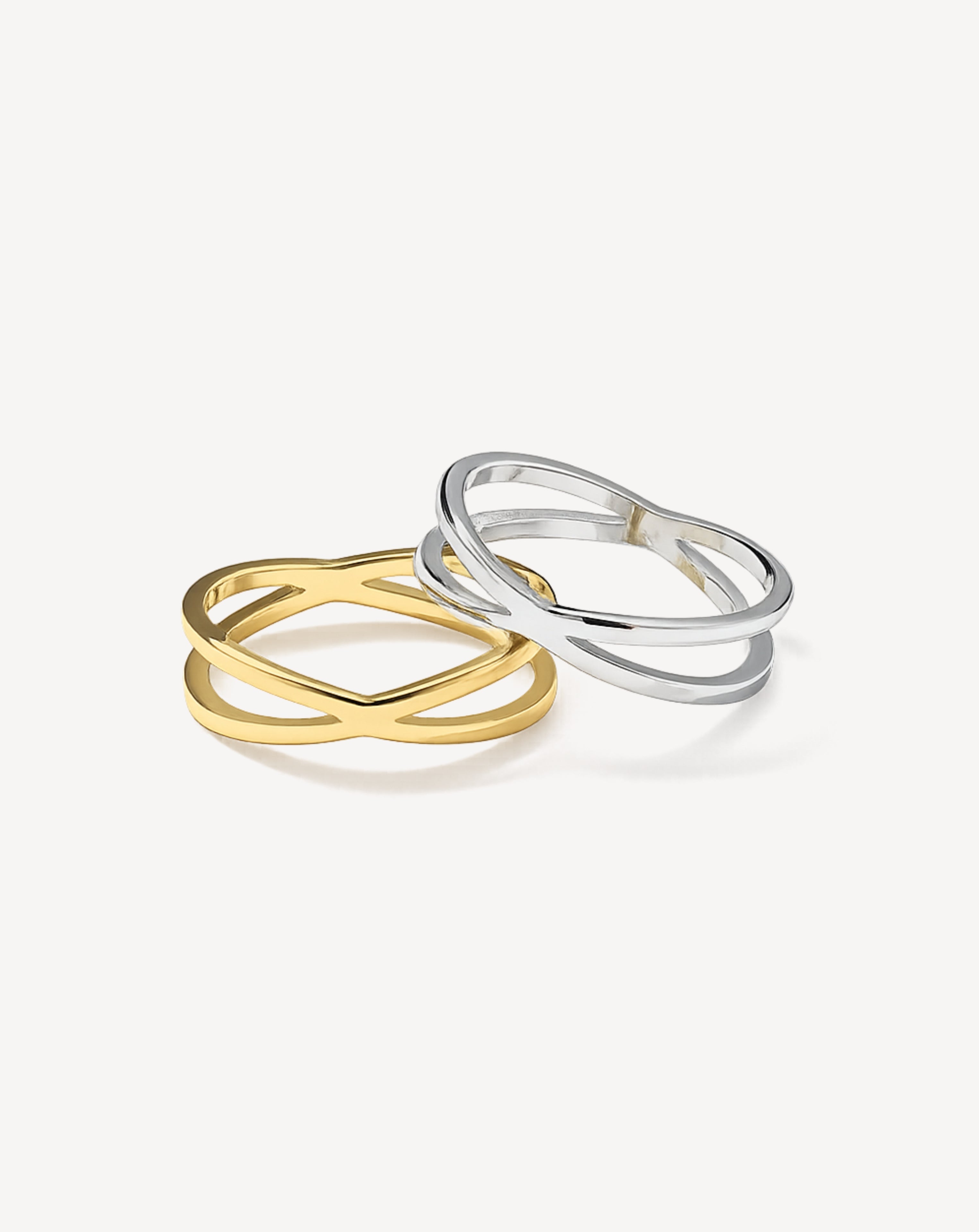 Cross Band Stainless Steel Ring for Women | Gold & Silver