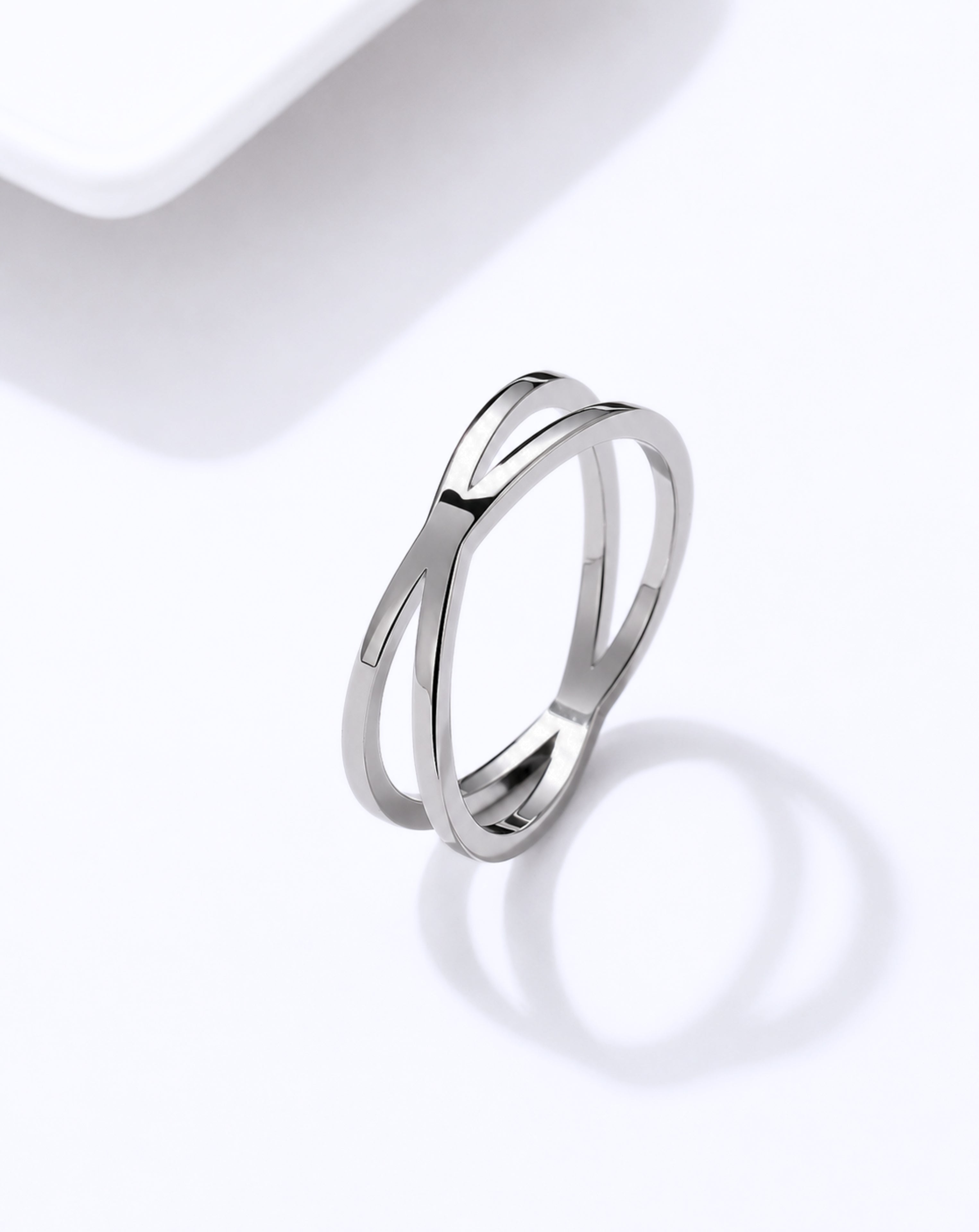 Cross Band Stainless Steel Ring for Women | Gold & Silver