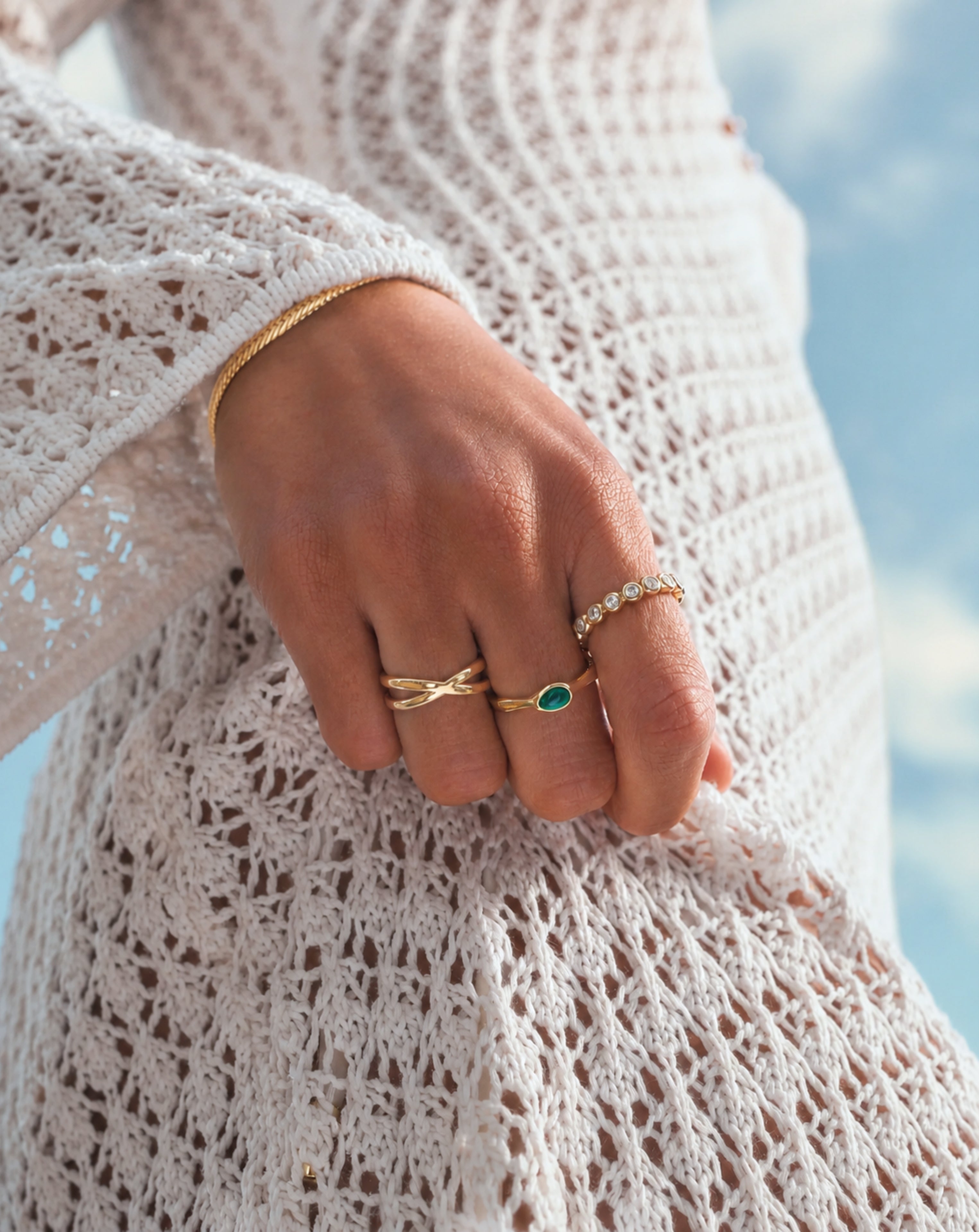 Cross Band Stainless Steel Ring for Women | Gold & Silver