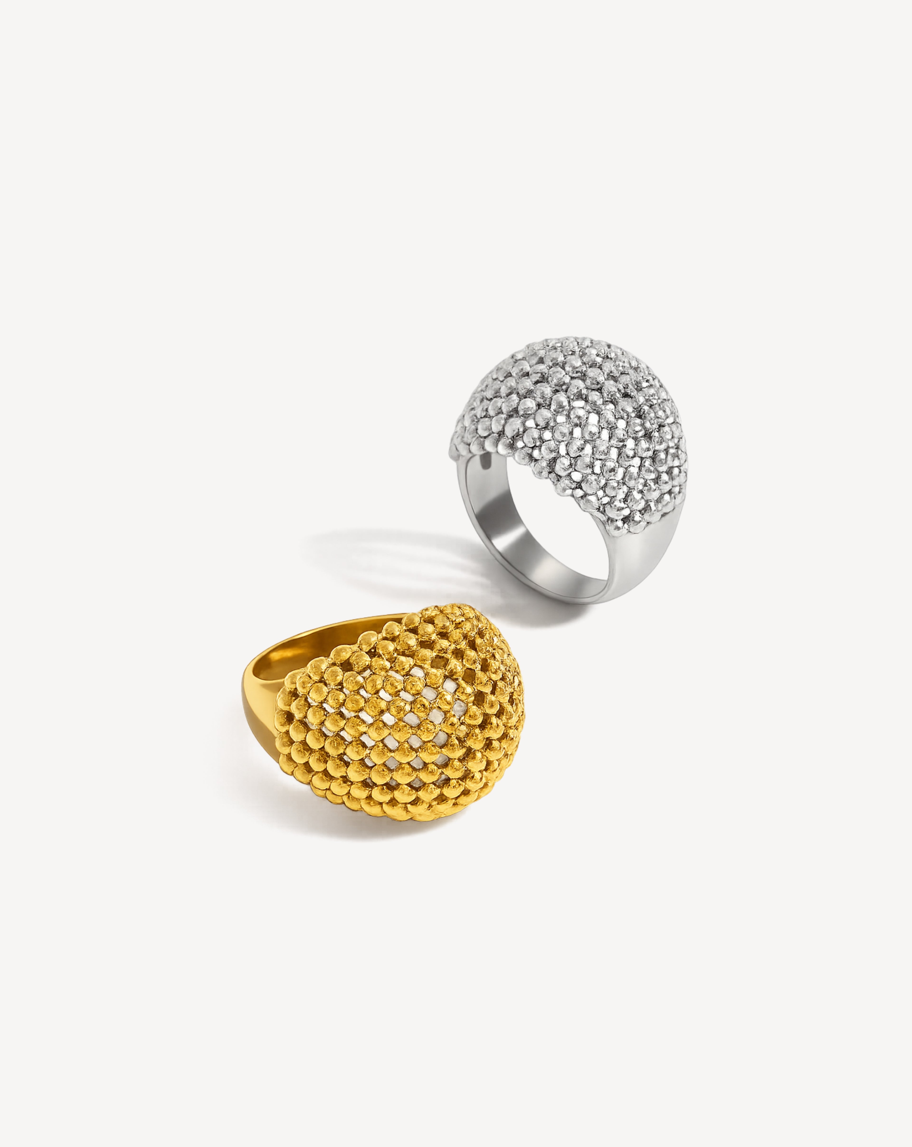 Stainless Steel Mesh Openwork Ring for Women | Minimalist Geometric Ring