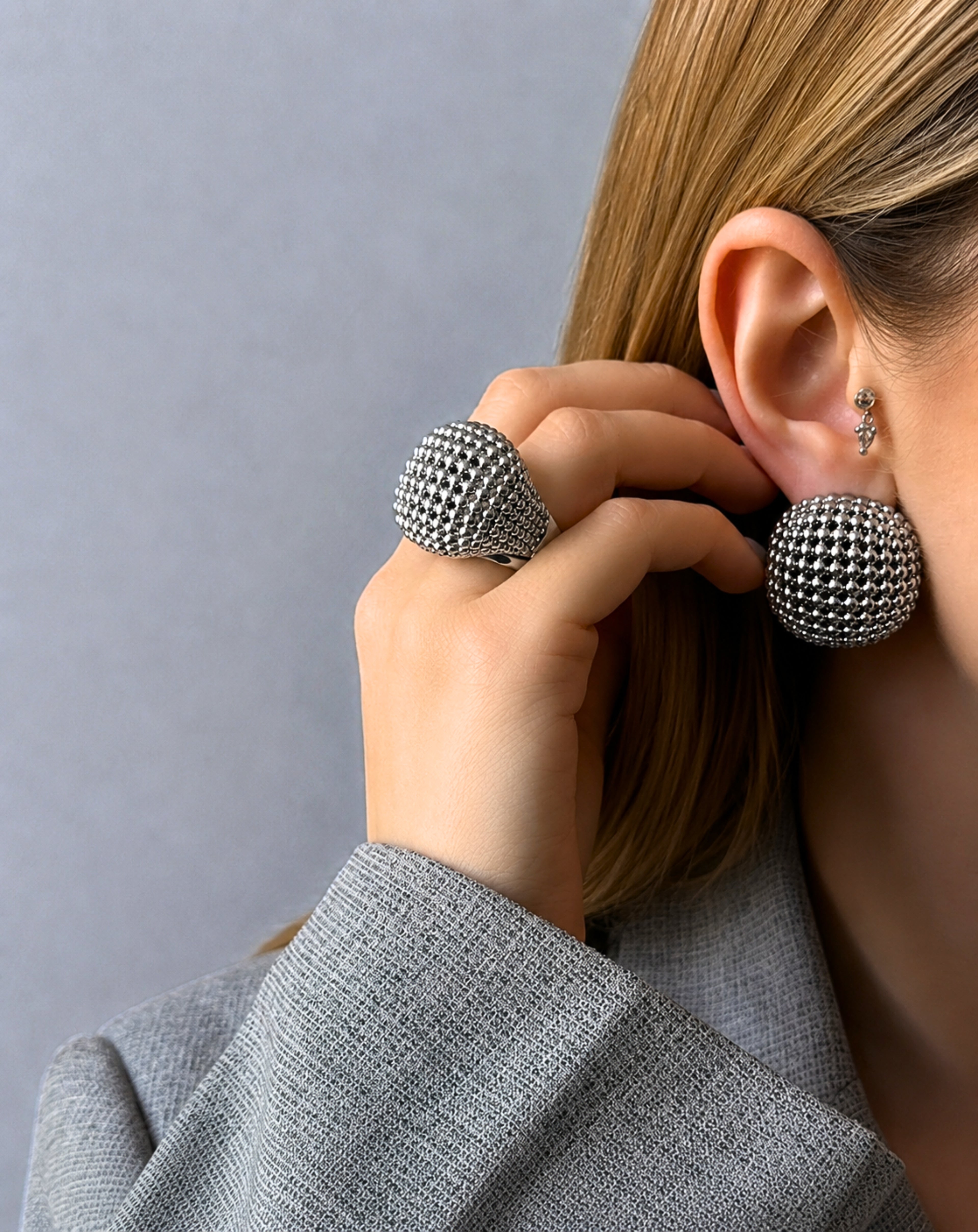 Stainless Steel Mesh Openwork Ring for Women | Minimalist Geometric Ring