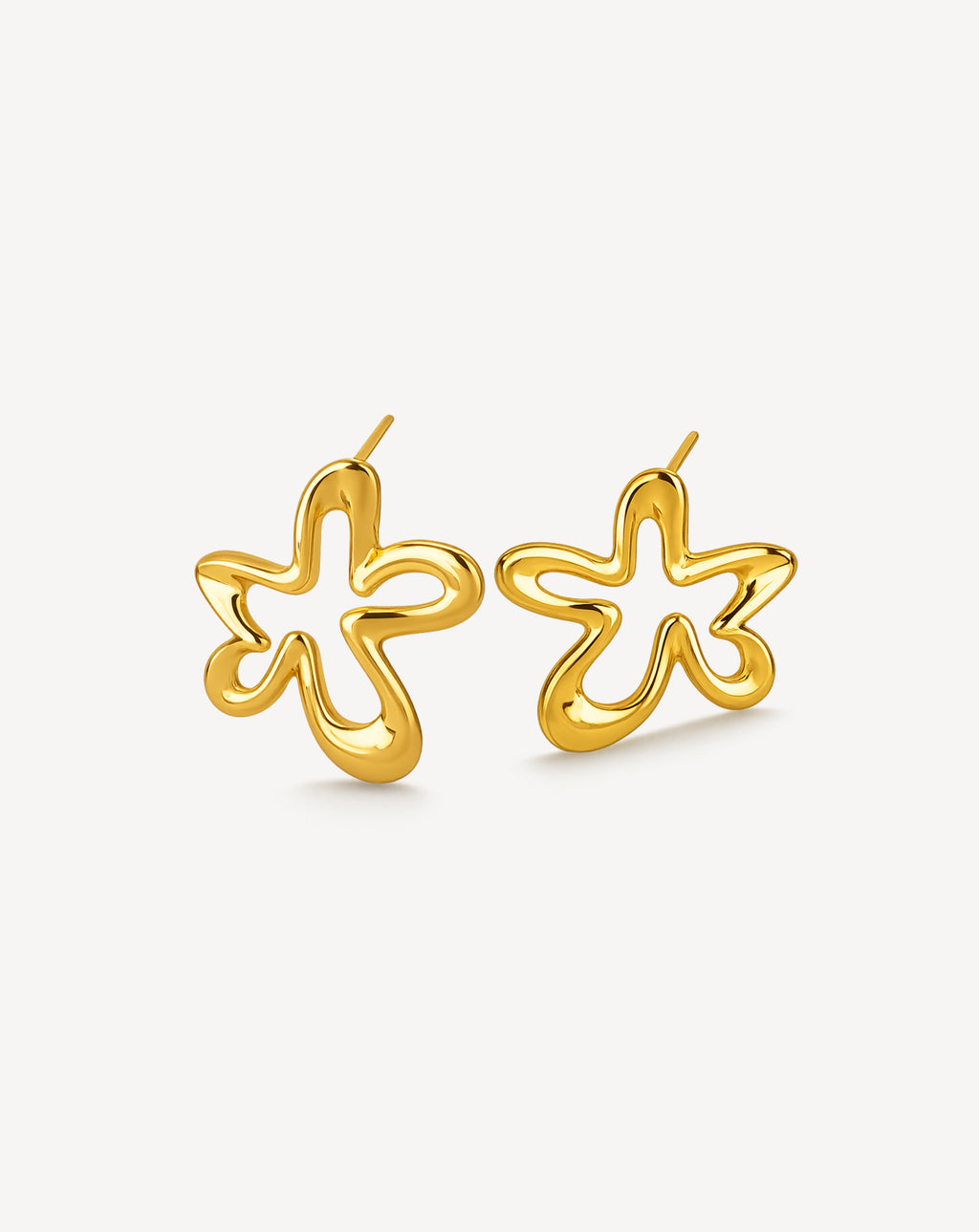 18K Gold-Plated Copper Flower Earrings for Women