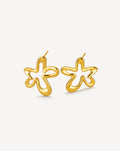 18K Gold-Plated Copper Flower Earrings for Women