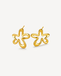 18K Gold-Plated Copper Flower Earrings for Women