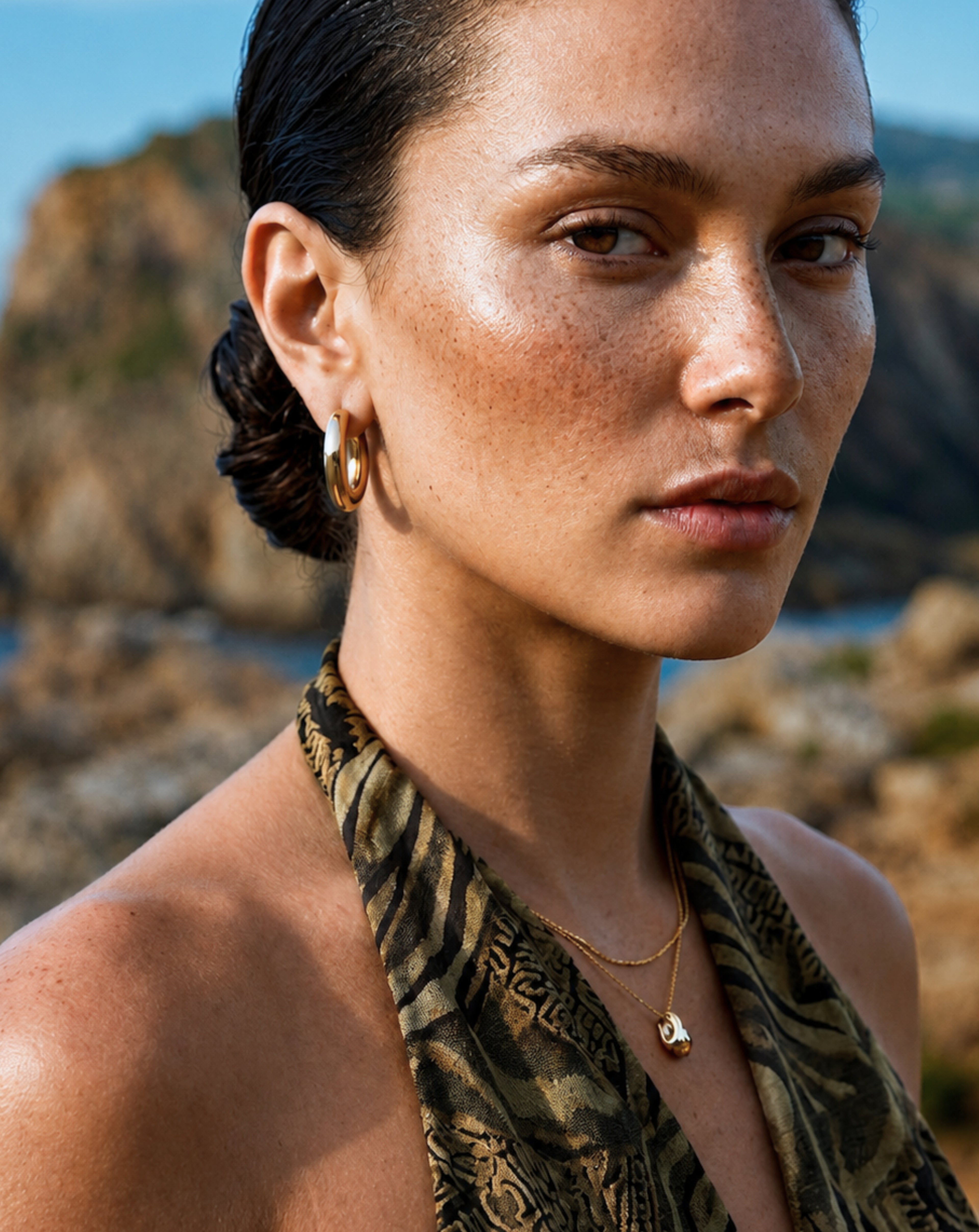Metallic round earring