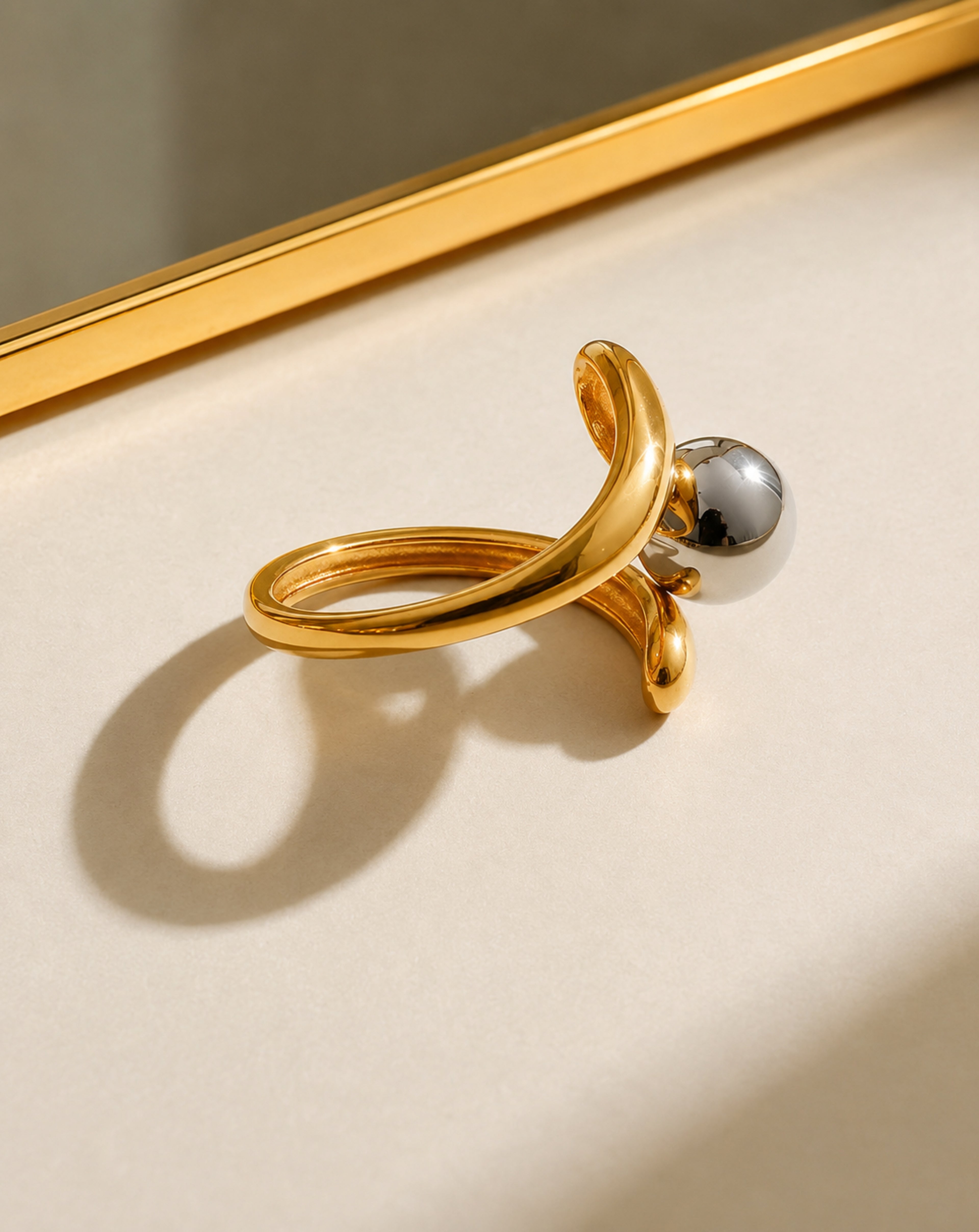 Women's Minimalist Open Ring | Two-Tone Gold-Plated Stainless Steel