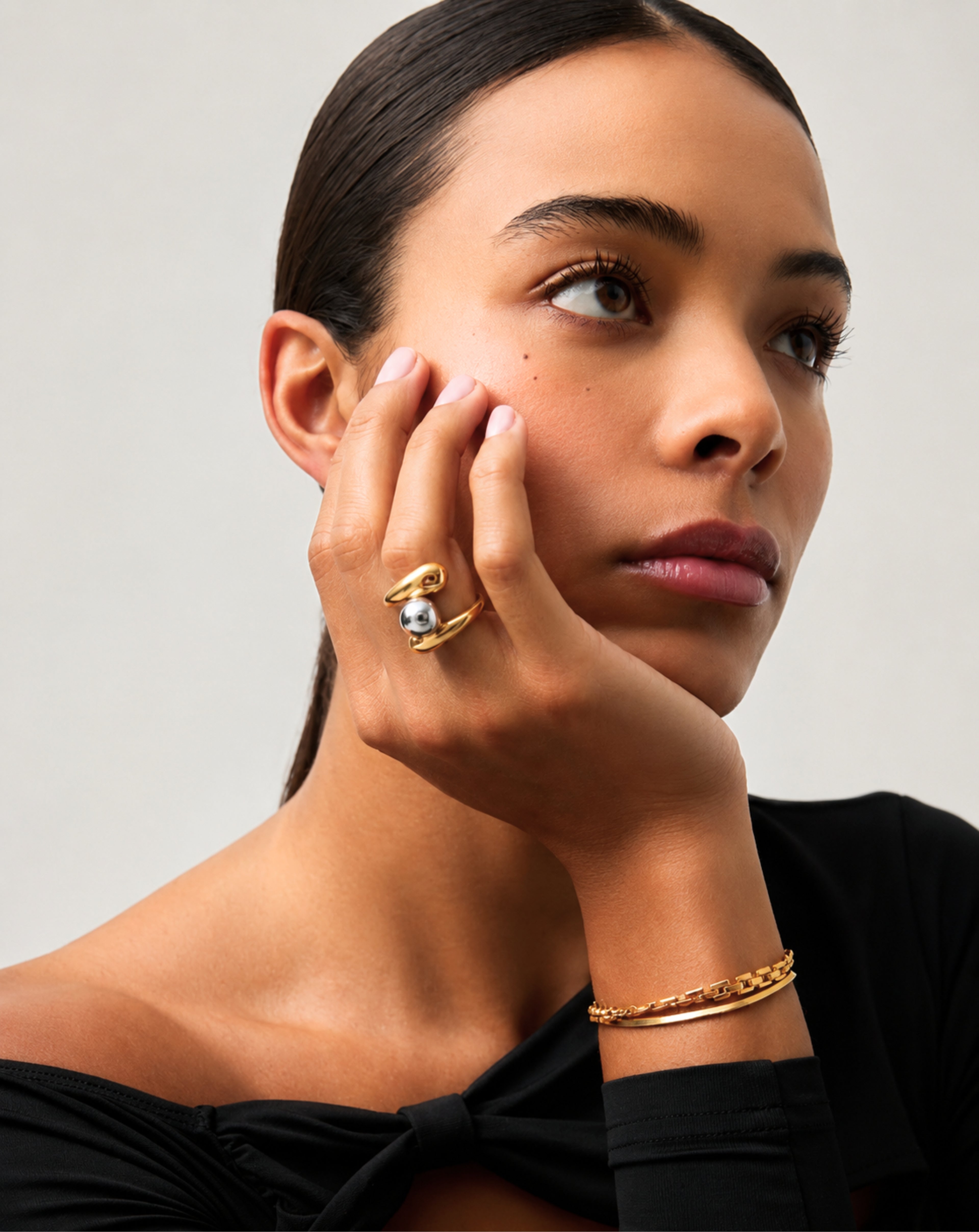 Women's Minimalist Open Ring | Two-Tone Gold-Plated Stainless Steel