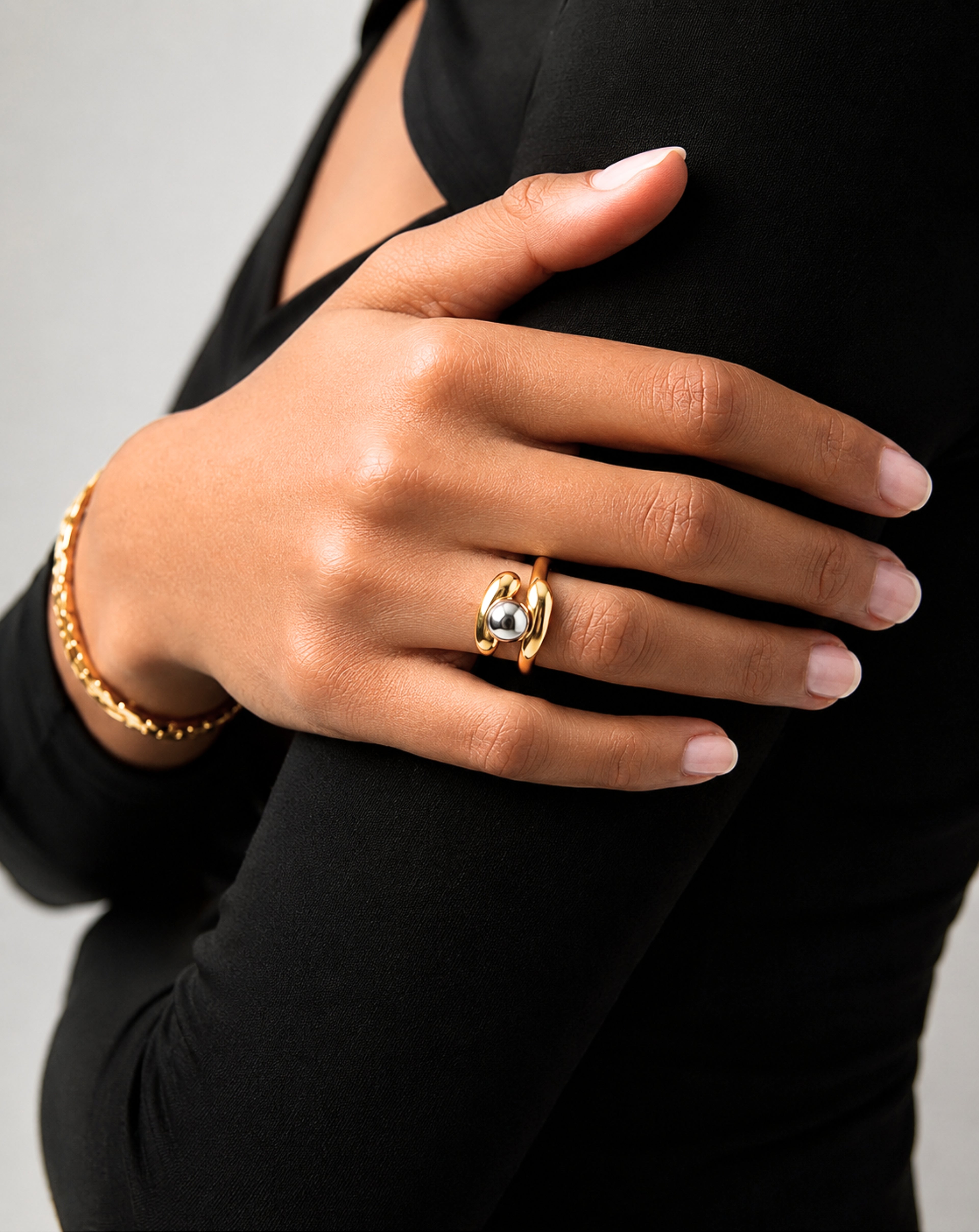 Women's Minimalist Open Ring | Two-Tone Gold-Plated Stainless Steel