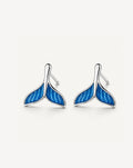 925 Sterling Silver Mermaid Tail Stud Earrings | Blue