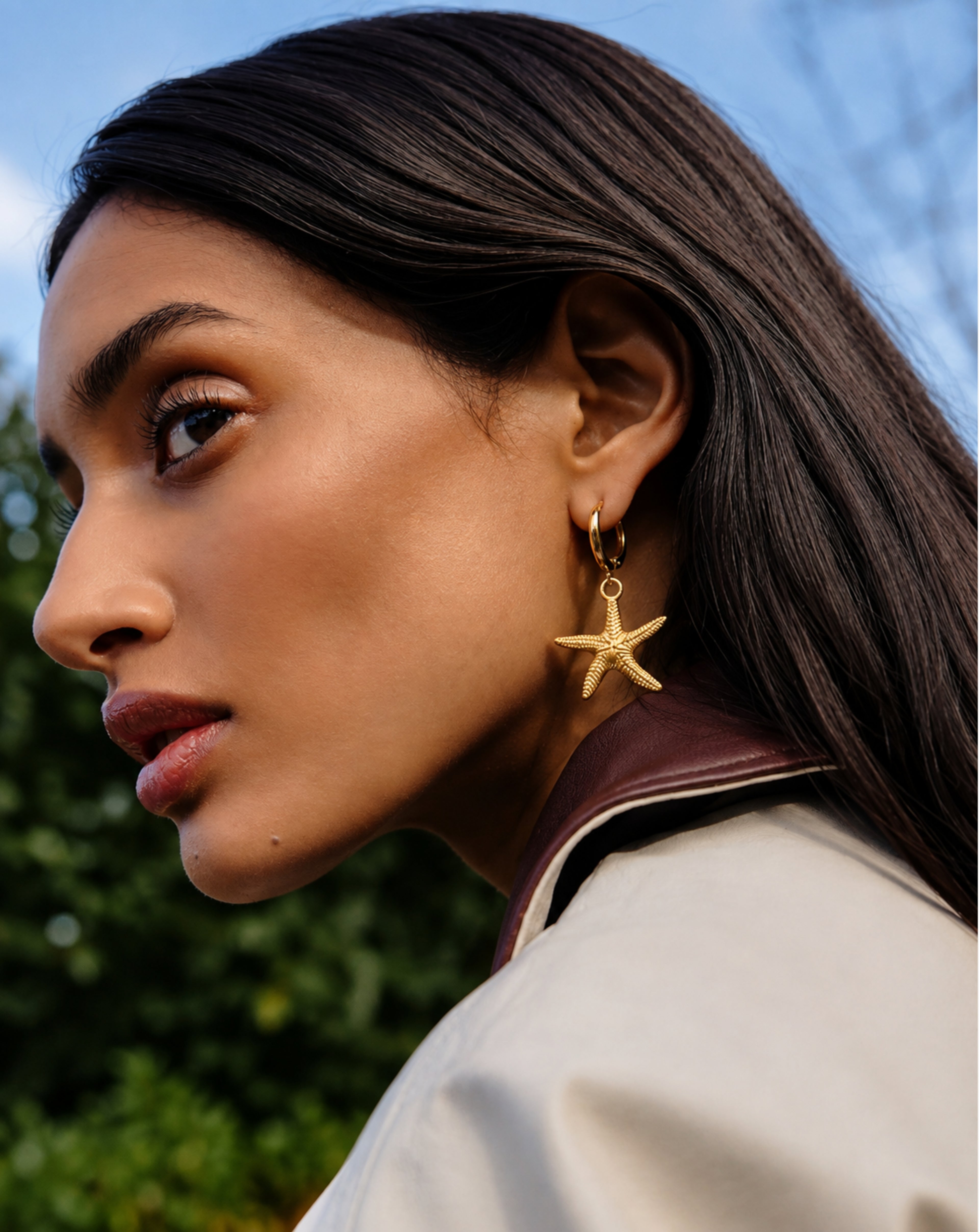 Island style starfish s925 silver earring