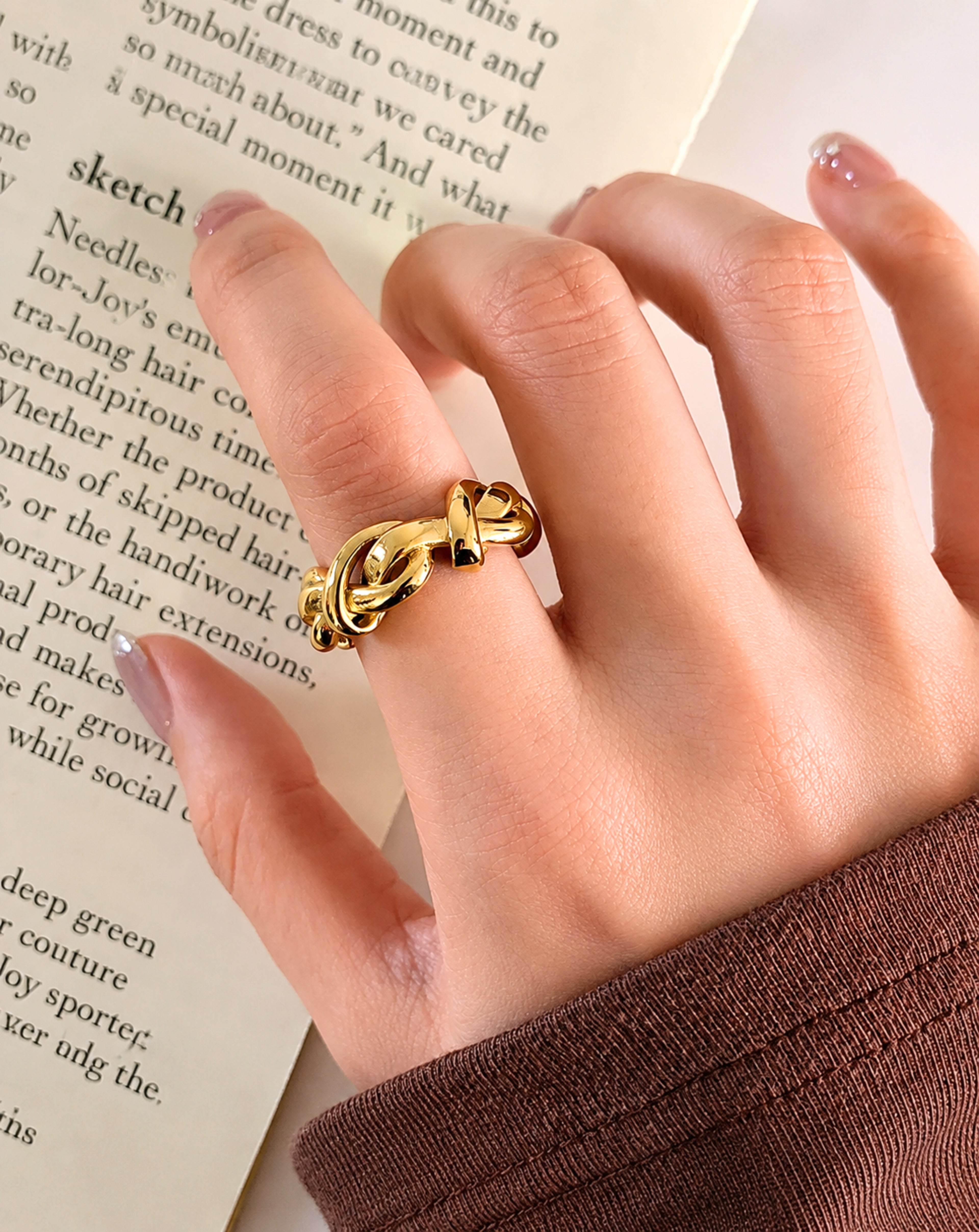 Adjustable Interwoven Chain Ring for Women | Minimal Statement Ring