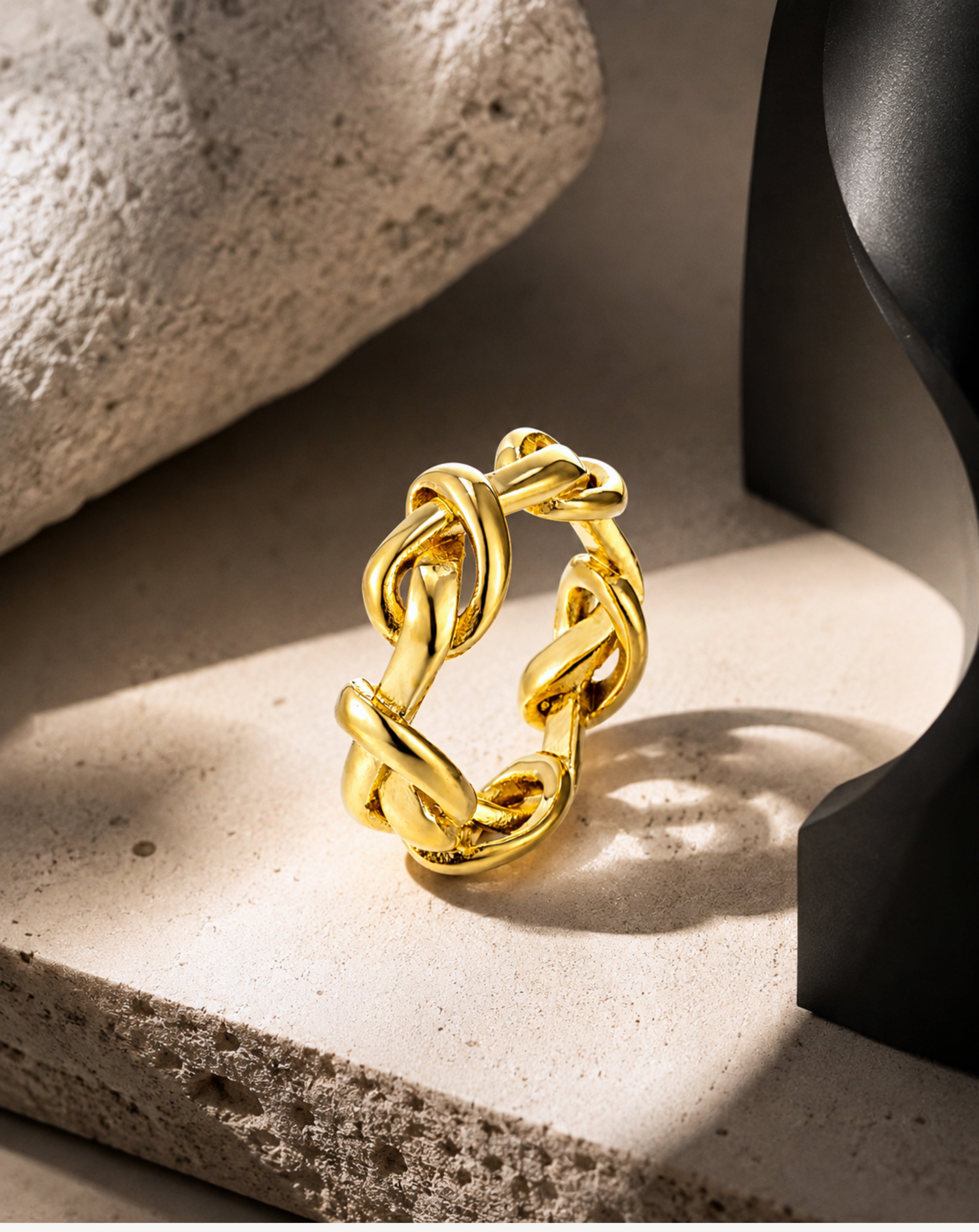Adjustable Interwoven Chain Ring for Women | Minimal Statement Ring