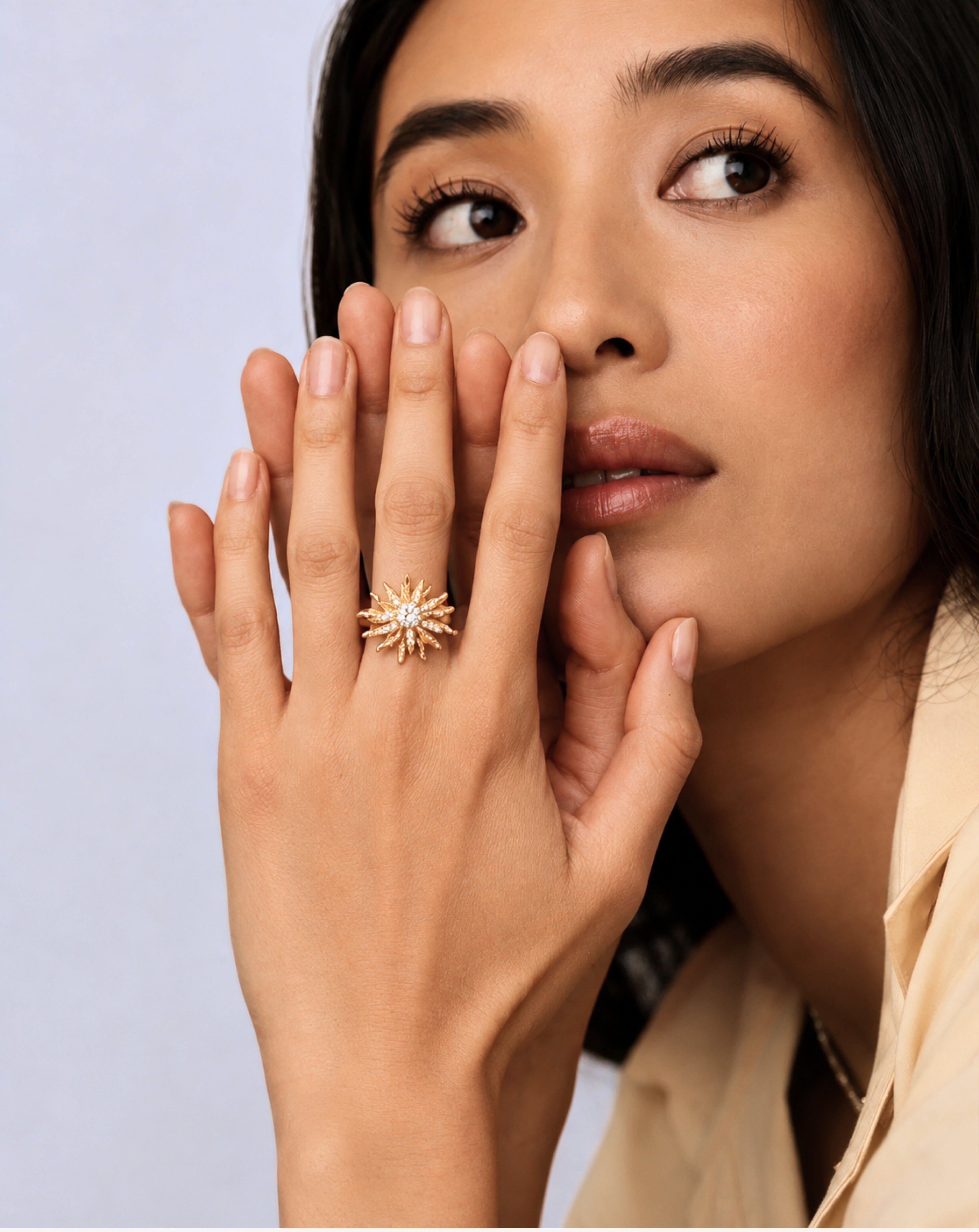 Sunflower Zircon Flower Ring for Women | Gold Floral Statement Ring  Product Description