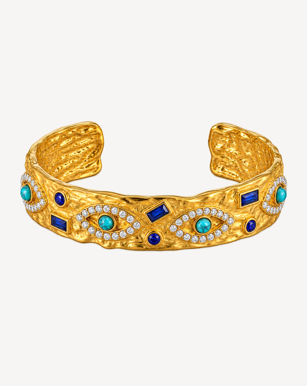 Turquoise Eye Open Cuff Bracelet | Gold-Plated Stainless Steel